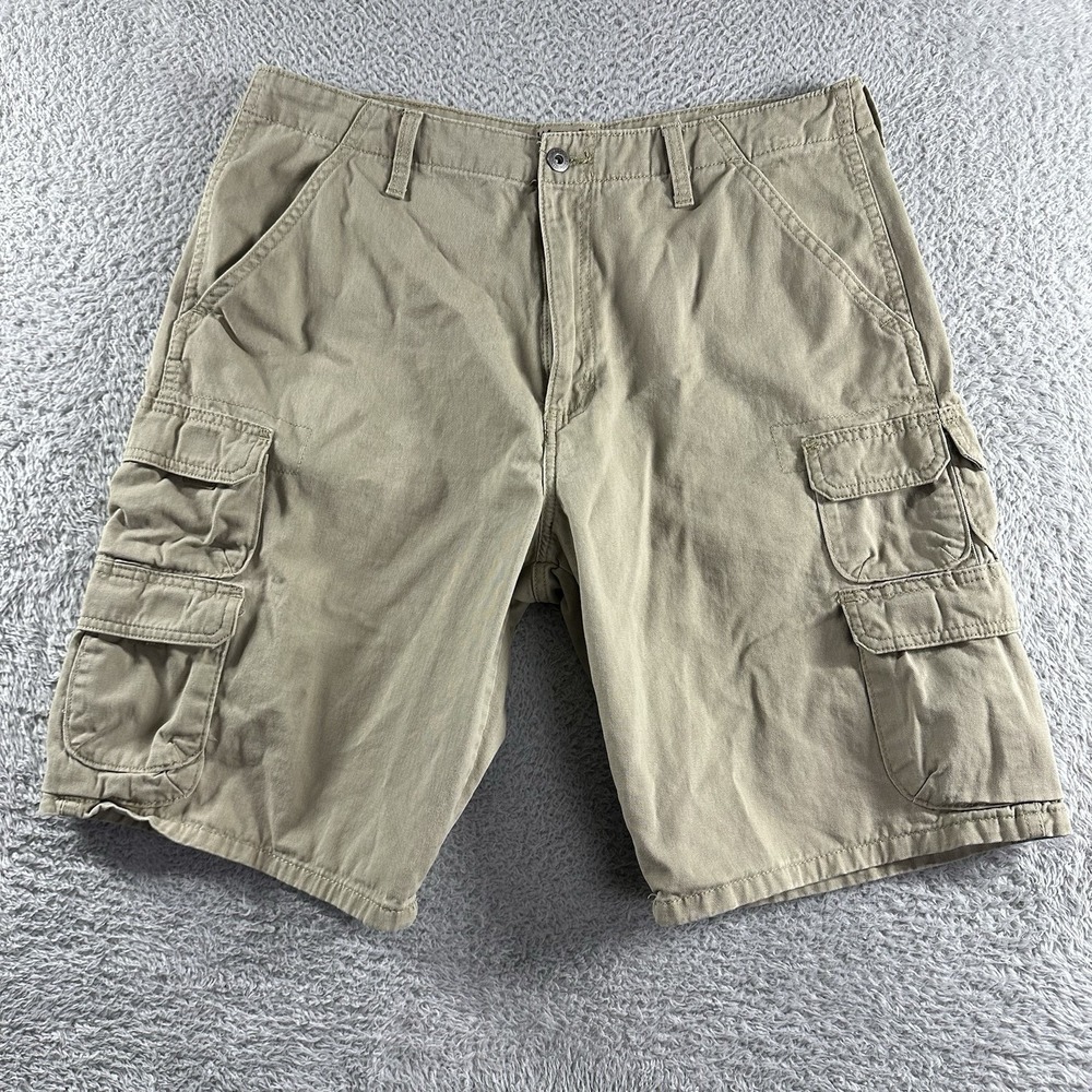Wrangler Cargo Shorts Mens‎ 34 Khaki Tan Brown Outdoors Canvas Hiking 10"